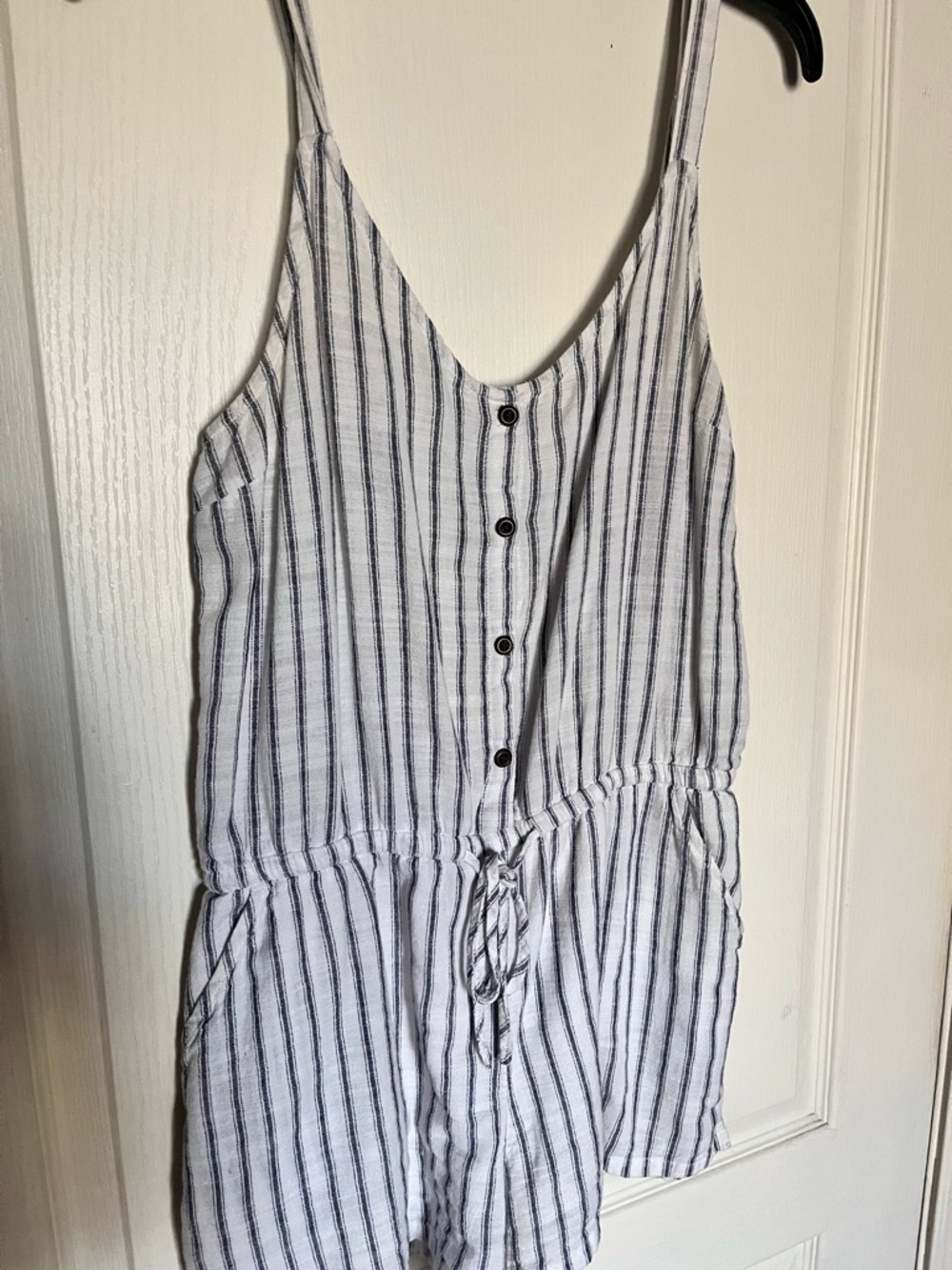 Old Navy White and Navy Striped Women's Romper